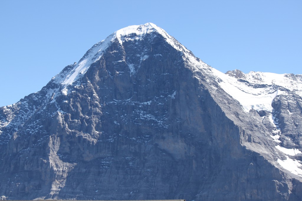 Eiger north face in the center, Mittelegi ridge on the left, west face ...