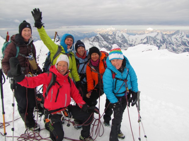 Ann, Christina, Chantal, Rebecca, Pascale and Marlene on top of Abene flhu 3,962m Berner Oberland