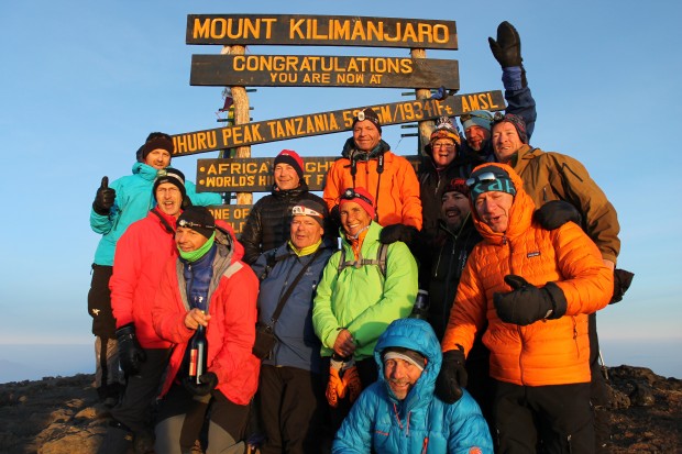 The team enjoying a special moment on the summit